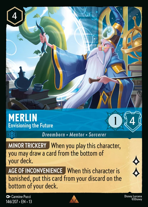 Merlin - Envisioning the Future — Disney Lorcana Character card from Attack of the Vine!