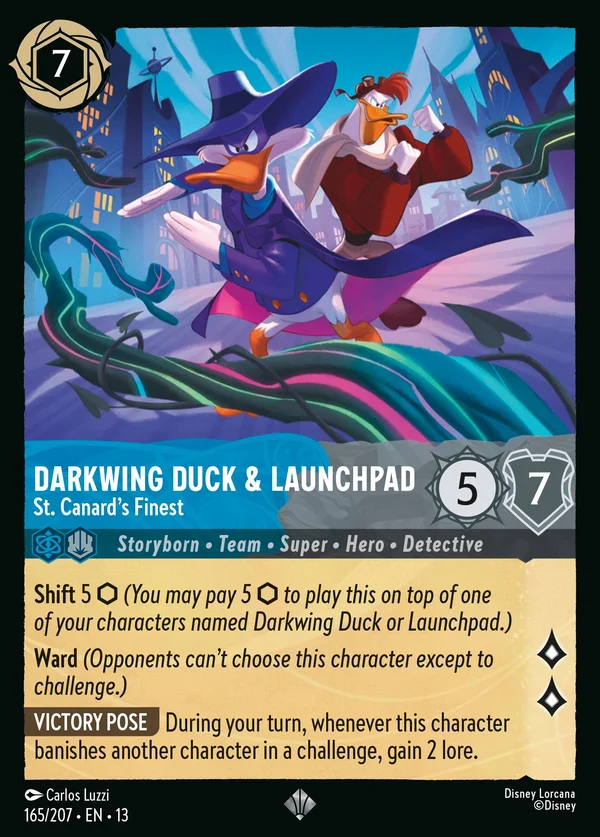 Darkwing Duck & Launchpad - St. Canard's Finest — Disney Lorcana Character card from Attack of the Vine!