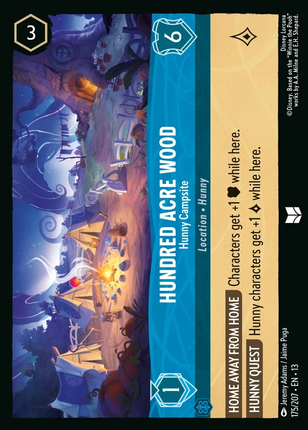 Hundred Acre Wood - Hunny Campsite — Disney Lorcana Location card from Attack of the Vine!