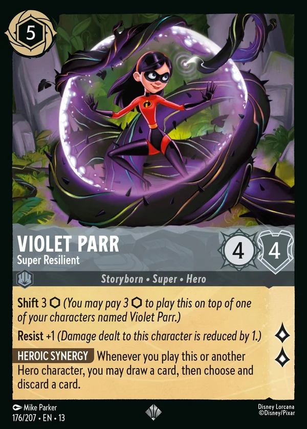 Violet Parr - Super Resilient — Disney Lorcana Character card from Attack of the Vine!