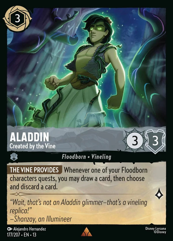 Aladdin - Created by the Vine — Disney Lorcana Character card from Attack of the Vine!