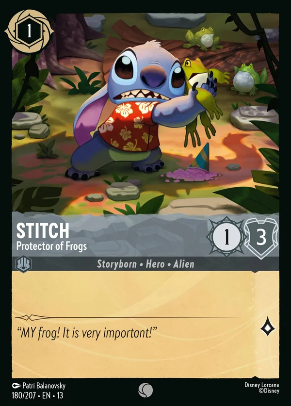 Stitch - Protector of Frogs — Disney Lorcana Character card from Attack of the Vine!