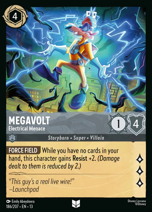 Megavolt - Electrical Menace — Disney Lorcana Character card from Attack of the Vine!