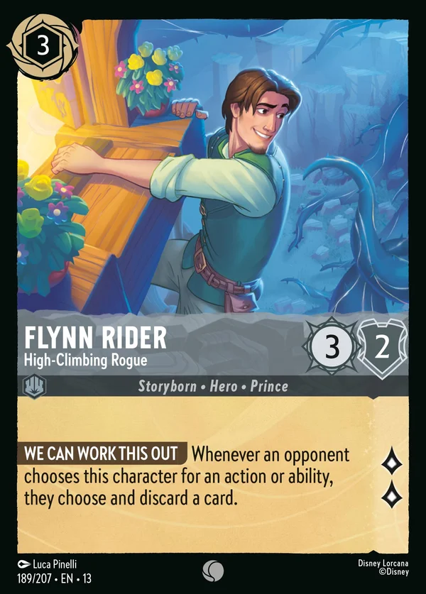 Flynn Rider - High-Climbing Rogue — Disney Lorcana Character card from Attack of the Vine!