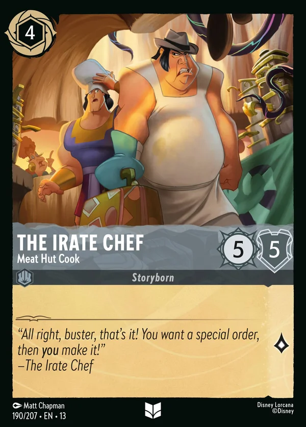 The Irate Chef - Meat Hut Cook — Disney Lorcana Character card from Attack of the Vine!