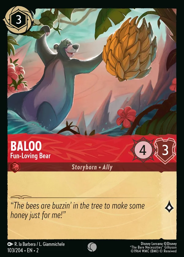 Baloo - Fun-Loving Bear — Disney Lorcana Character card from Rise of the Floodborn