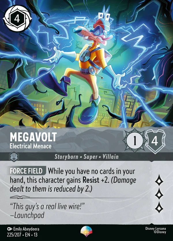 Megavolt - Electrical Menace — Disney Lorcana Character card from Attack of the Vine!