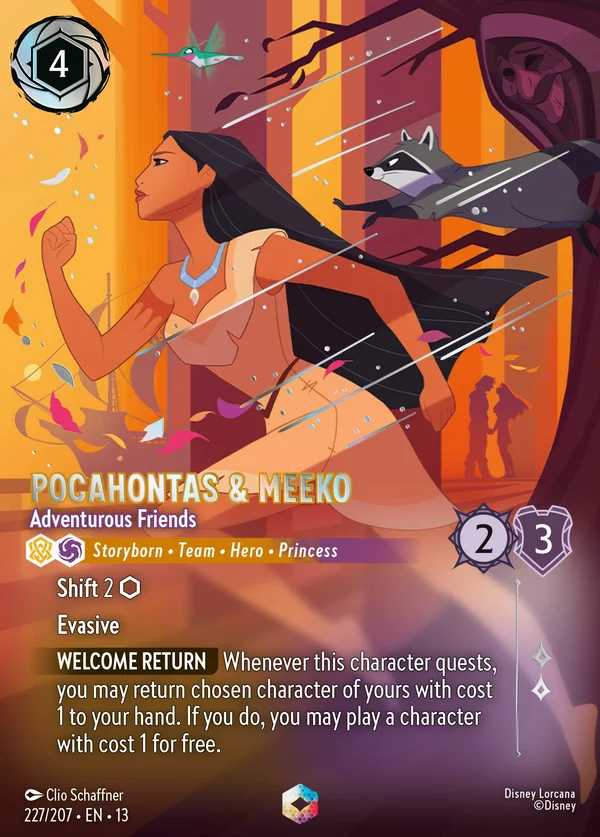 Pocahontas & Meeko - Adventurous Friends — Disney Lorcana Character card from Attack of the Vine!