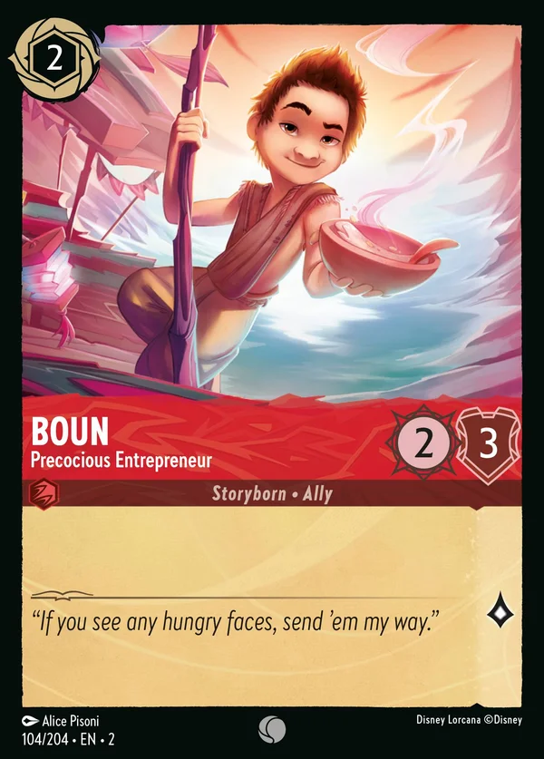 Boun - Precocious Entrepreneur — Disney Lorcana Character card from Rise of the Floodborn