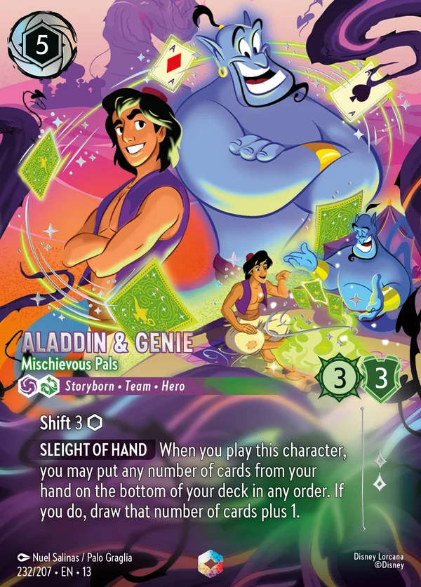 Aladdin & Genie - Mischievous Pals — Disney Lorcana Character card from Attack of the Vine!