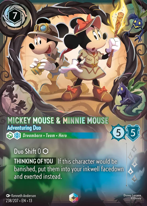 Mickey Mouse & Minnie Mouse - Adventuring Duo — Disney Lorcana Character card from Attack of the Vine!