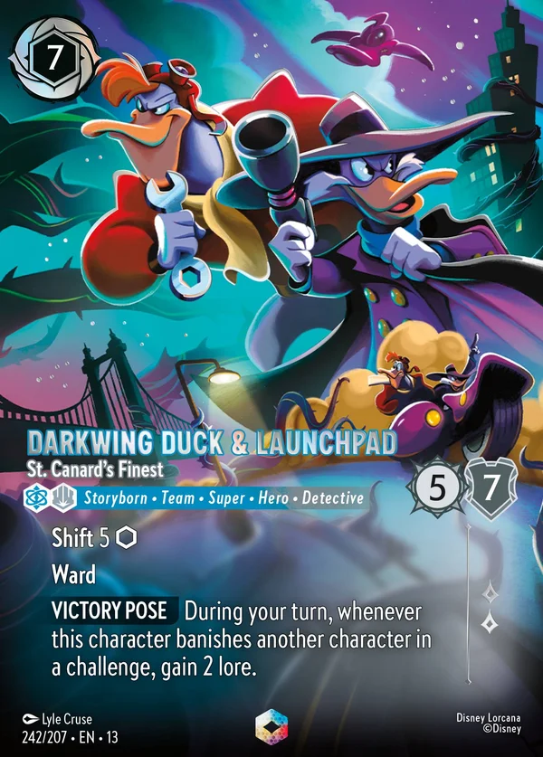Darkwing Duck & Launchpad - St. Canard's Finest — Disney Lorcana Character card from Attack of the Vine!