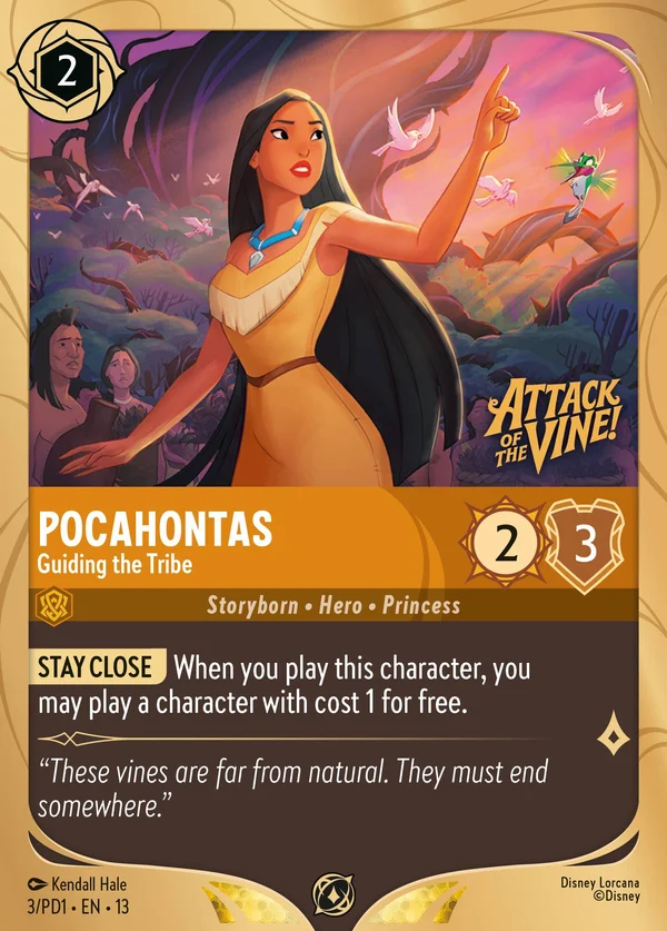 Pocahontas - Guiding the Tribe — Disney Lorcana Character card from Attack of the Vine!