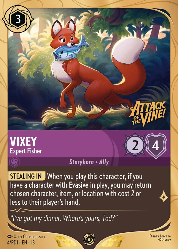 Vixey - Expert Fisher — Disney Lorcana Character card from Attack of the Vine!
