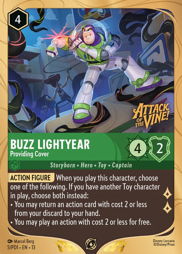Buzz Lightyear - Providing Cover — Disney Lorcana Character card from Attack of the Vine!