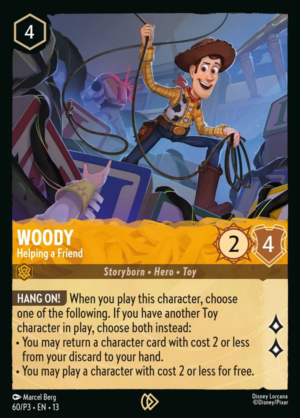 Woody - Helping a Friend — Disney Lorcana Character card from Attack of the Vine!