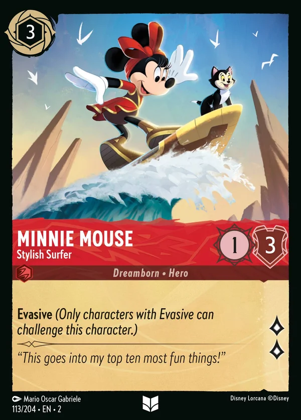 Minnie Mouse - Stylish Surfer — Disney Lorcana Character card from Rise of the Floodborn