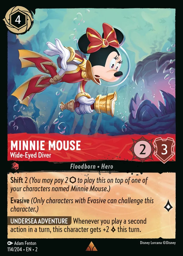 Minni - Subacquea Stupefatta — Disney Lorcana Personaggio card from Rise of the Floodborn