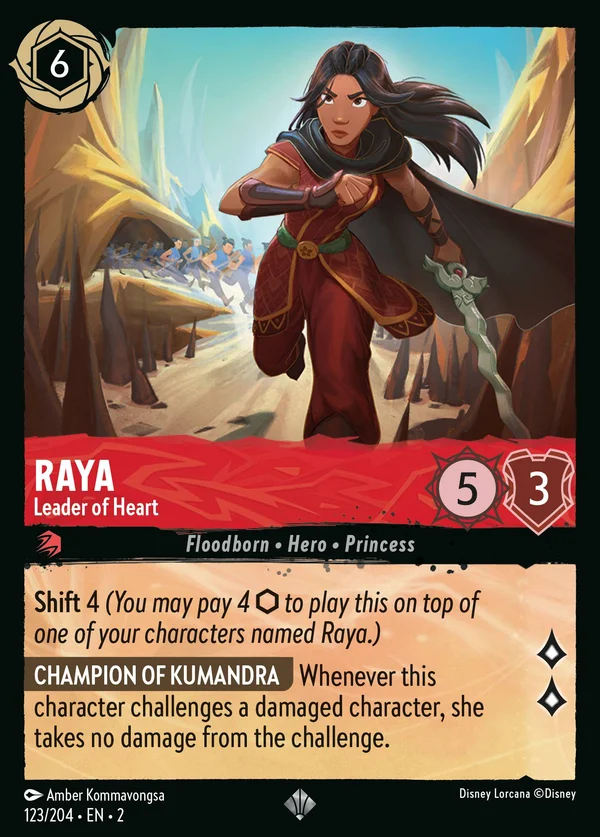 Raya - Leader of Heart — Disney Lorcana Character card from Rise of the Floodborn