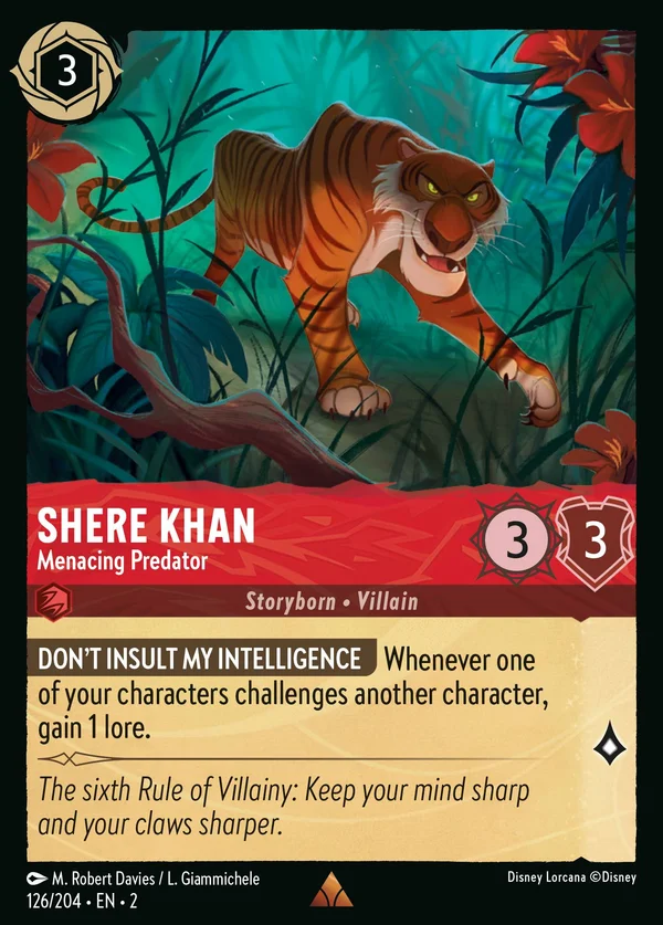Shere Khan - Menacing Predator — Disney Lorcana Character card from Rise of the Floodborn