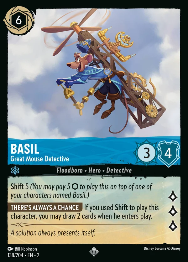 Basil - Great Mouse Detective — Disney Lorcana Character card from Rise of the Floodborn