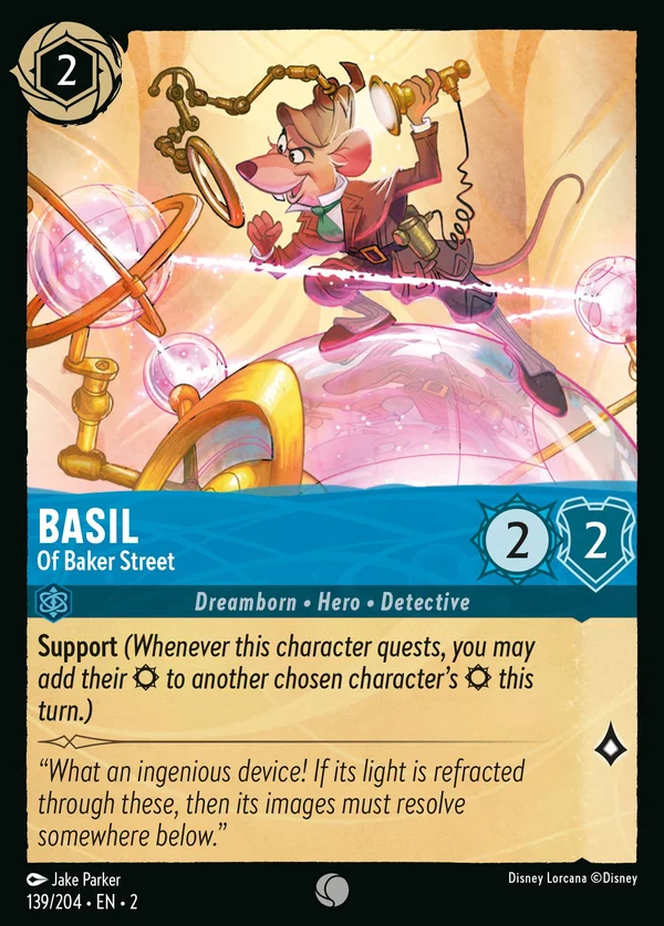 Basil - Di Baker Street — Disney Lorcana Personaggio card from Rise of the Floodborn