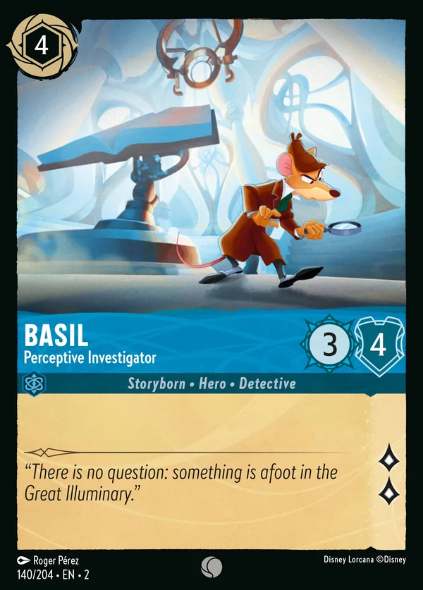 Basil - Perceptive Investigator — Disney Lorcana Character card from Rise of the Floodborn