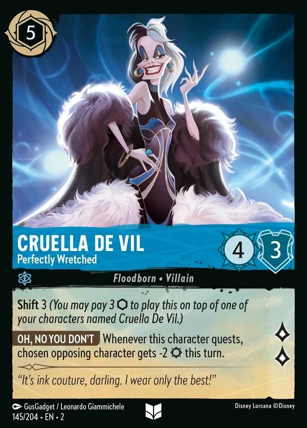 Cruella De Vil - Perfectly Wretched — Disney Lorcana Character card from Rise of the Floodborn
