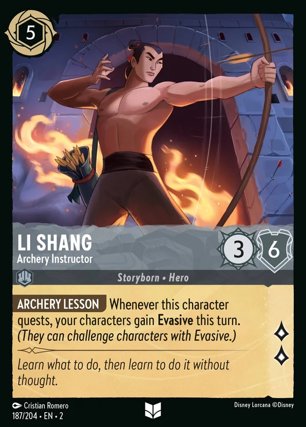 Li Shang - Archery Instructor — Disney Lorcana Character card from Rise of the Floodborn