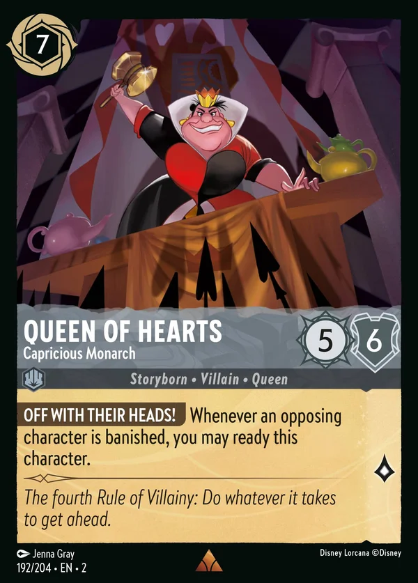 Queen of Hearts - Capricious Monarch — Disney Lorcana Character card from Rise of the Floodborn