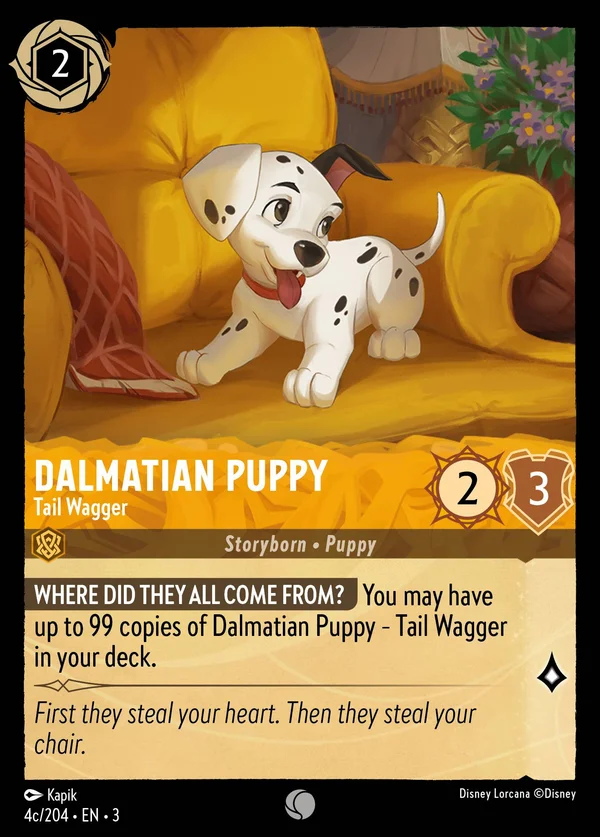 Cucciolo di Dalmata - Scodinzolante — Disney Lorcana Personaggio card from Into the Inklands