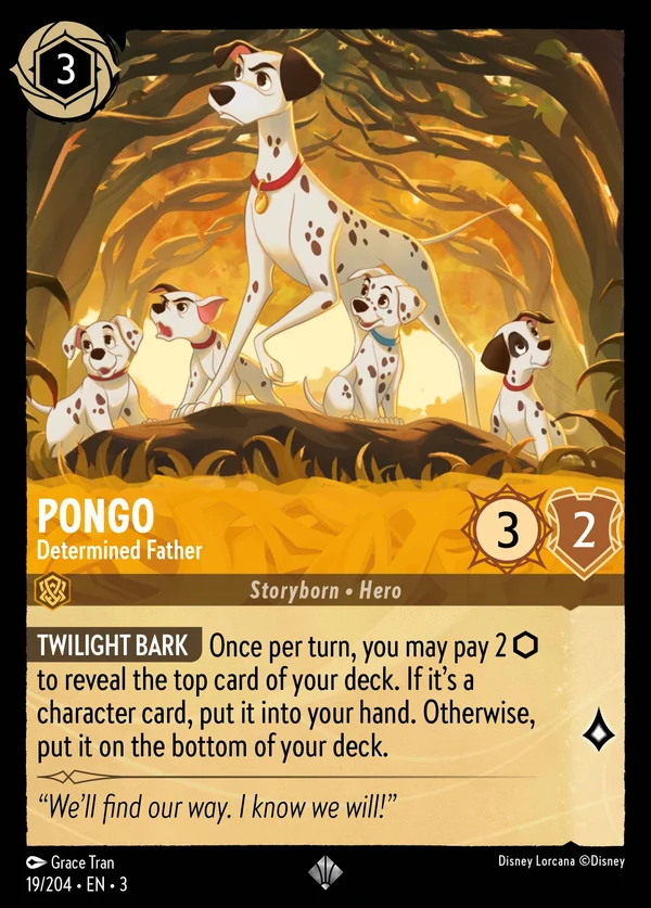 Pongo - Padre Determinato — Disney Lorcana Personaggio card from Into the Inklands
