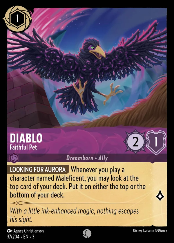 Diablo - Famiglio Fedele — Disney Lorcana Personaggio card from Into the Inklands