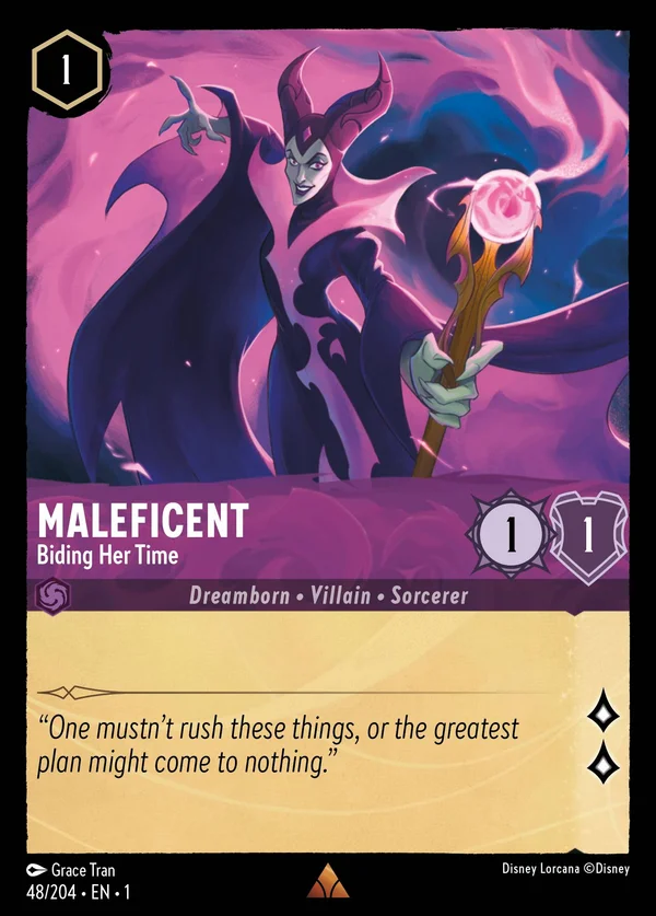 Maleficent - Biding Her Time — Disney Lorcana Character card from The First Chapter