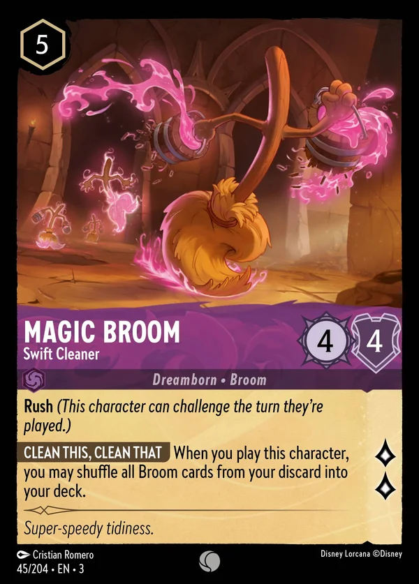 Scopa Magica - Pulitore Rapido — Disney Lorcana Personaggio card from Into the Inklands