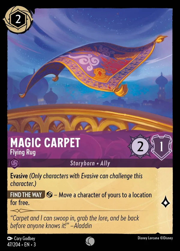 Tappeto Magico - Scendiletto Volante — Disney Lorcana Personaggio card from Into the Inklands