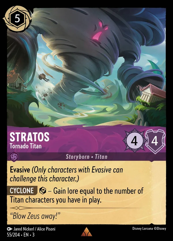 Stratos - Titano del Tornado — Disney Lorcana Personaggio card from Into the Inklands