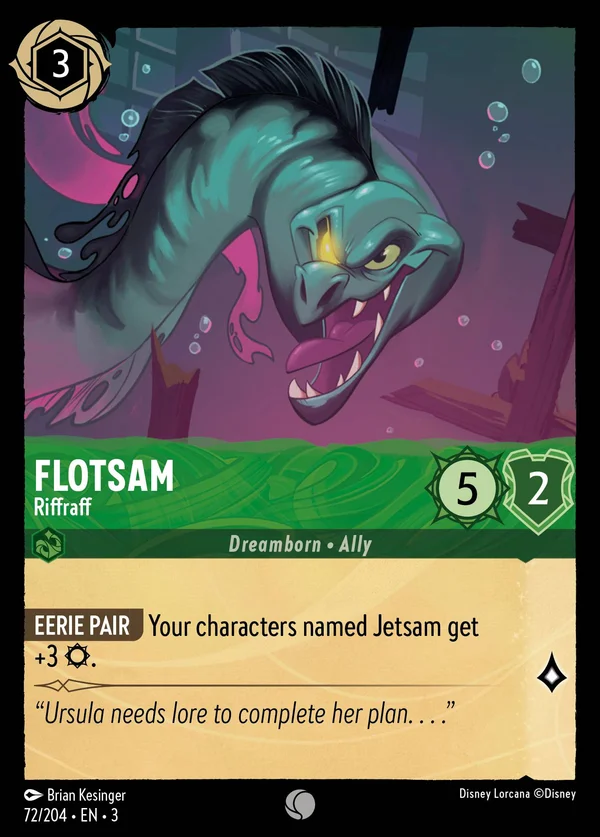 Flotsam - Marmaglia — Disney Lorcana Personaggio card from Into the Inklands