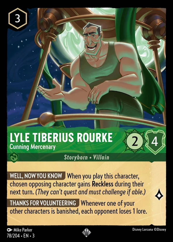 Lyle Tiberius Rourke - Astuto Mercenario — Disney Lorcana Personaggio card from Into the Inklands