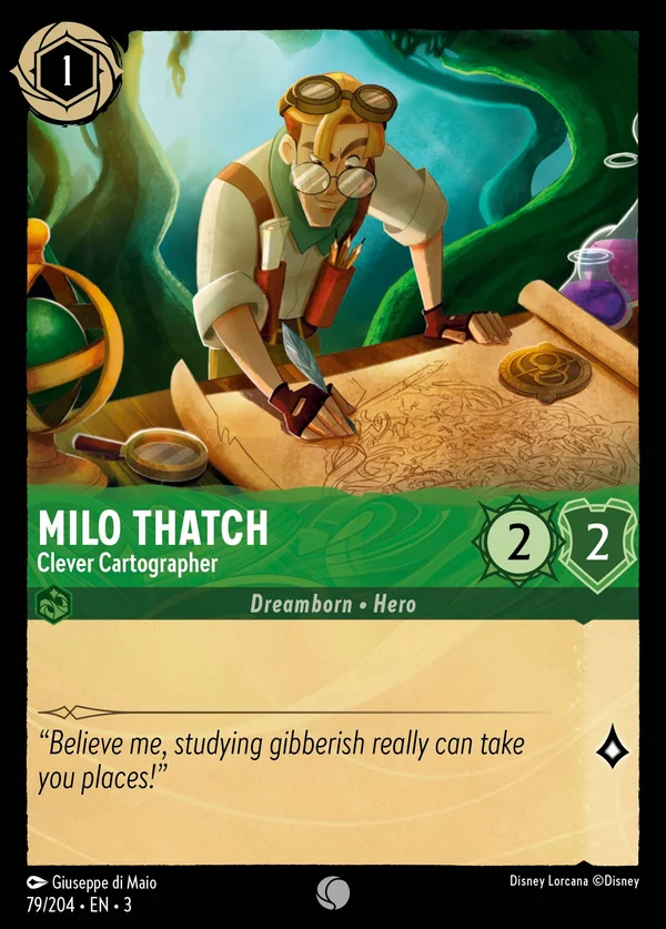 Milo Thatch - Cartografo Brillante — Disney Lorcana Personaggio card from Into the Inklands