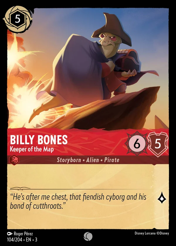 Billy Bones - Custode della Mappa — Disney Lorcana Personaggio card from Into the Inklands