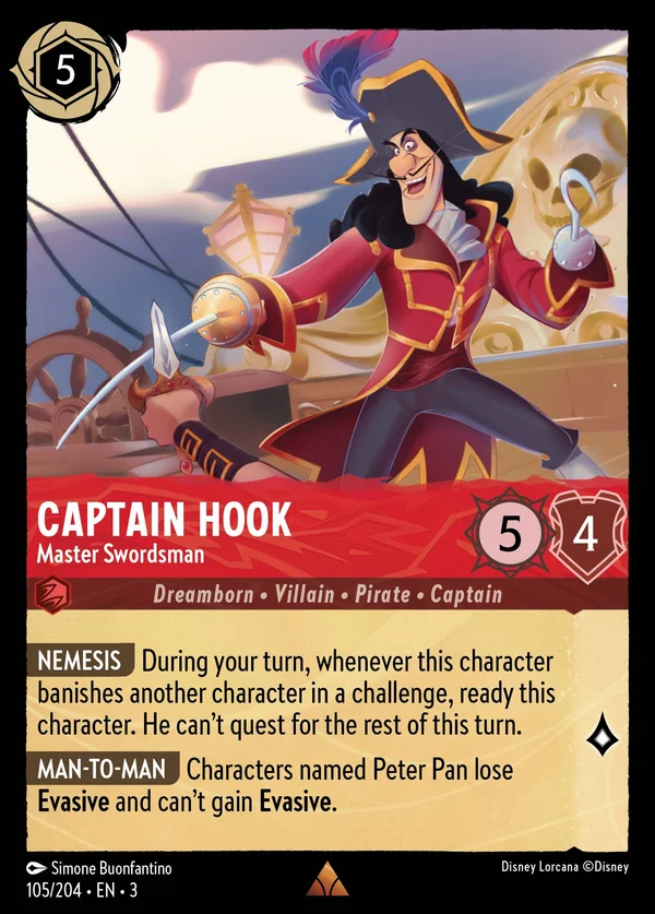 Capitan Uncino - Maestro Spadaccino — Disney Lorcana Personaggio card from Into the Inklands