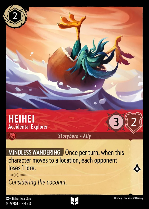 HeiHei - Esploratore per Caso — Disney Lorcana Personaggio card from Into the Inklands