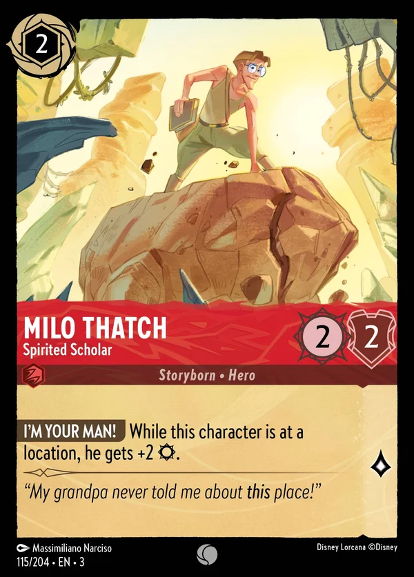 Milo Thatch - Studioso Vivace — Disney Lorcana Personaggio card from Into the Inklands