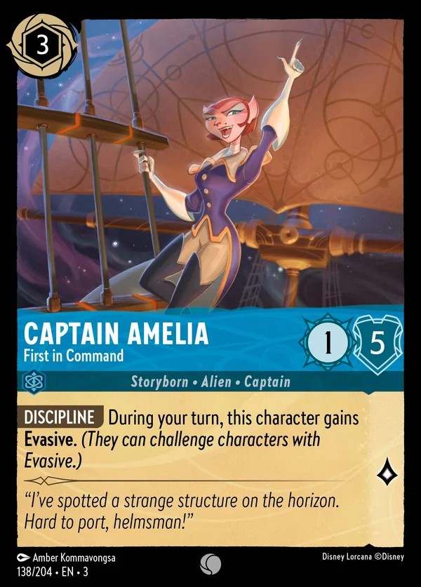 Capitano Amelia - Prima in Comando — Disney Lorcana Personaggio card from Into the Inklands