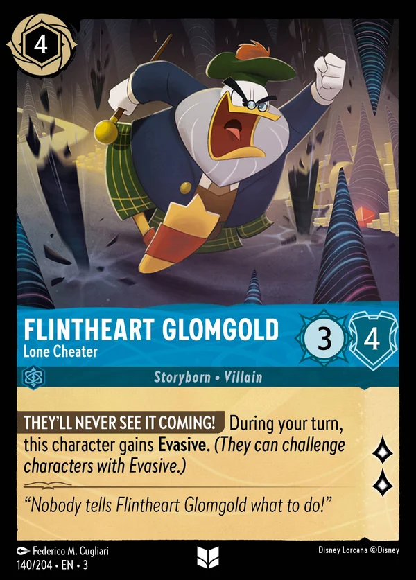 Cuordipietra Famedoro - Imbroglione Solitario — Disney Lorcana Personaggio card from Into the Inklands