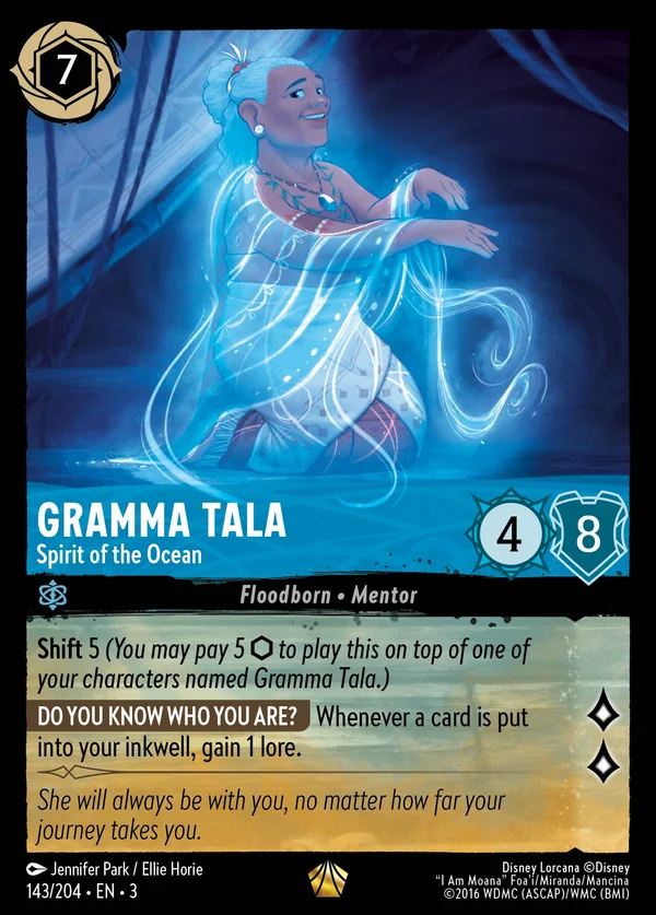 Nonna Tala - Spirito dell'Oceano — Disney Lorcana Personaggio card from Into the Inklands