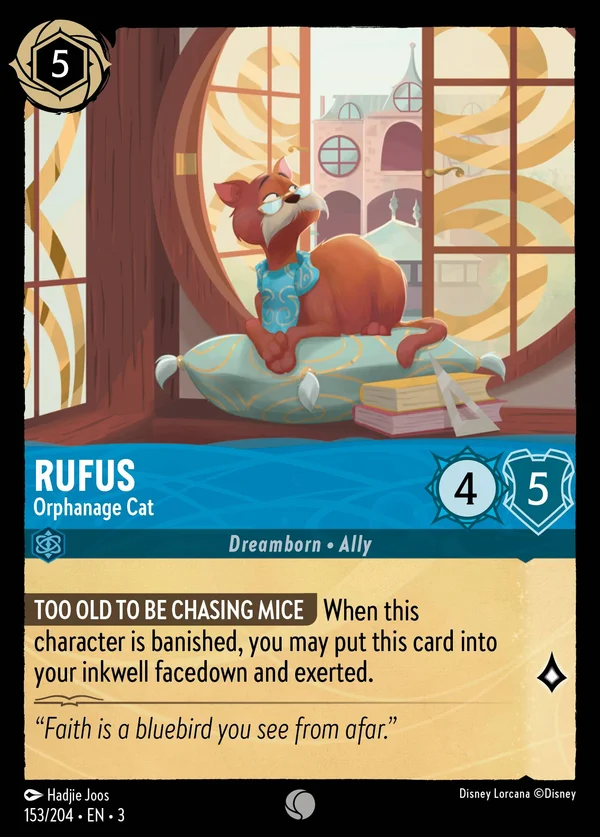Rufus - Gatto da Orfanotrofio — Disney Lorcana Personaggio card from Into the Inklands