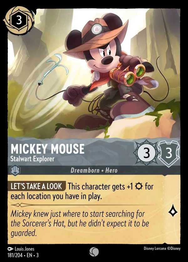 Topolino - Prode Esploratore — Disney Lorcana Personaggio card from Into the Inklands