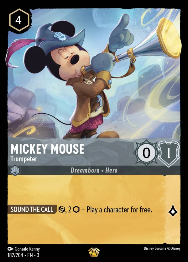 Topolino - Trombettiere — Disney Lorcana Personaggio card from Into the Inklands